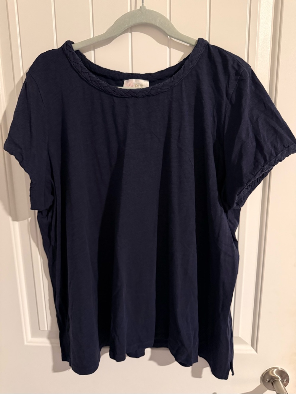 Belle by Kim Gravel Navy Braided Neck Top — 2X